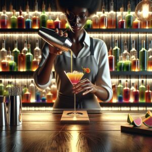 Creative cocktail mixologist concept.