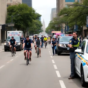 Scene of the investigation involving a cyclist in Austin