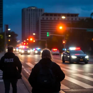 Emergency response vehicles at the scene of a hit-and-run in Austin