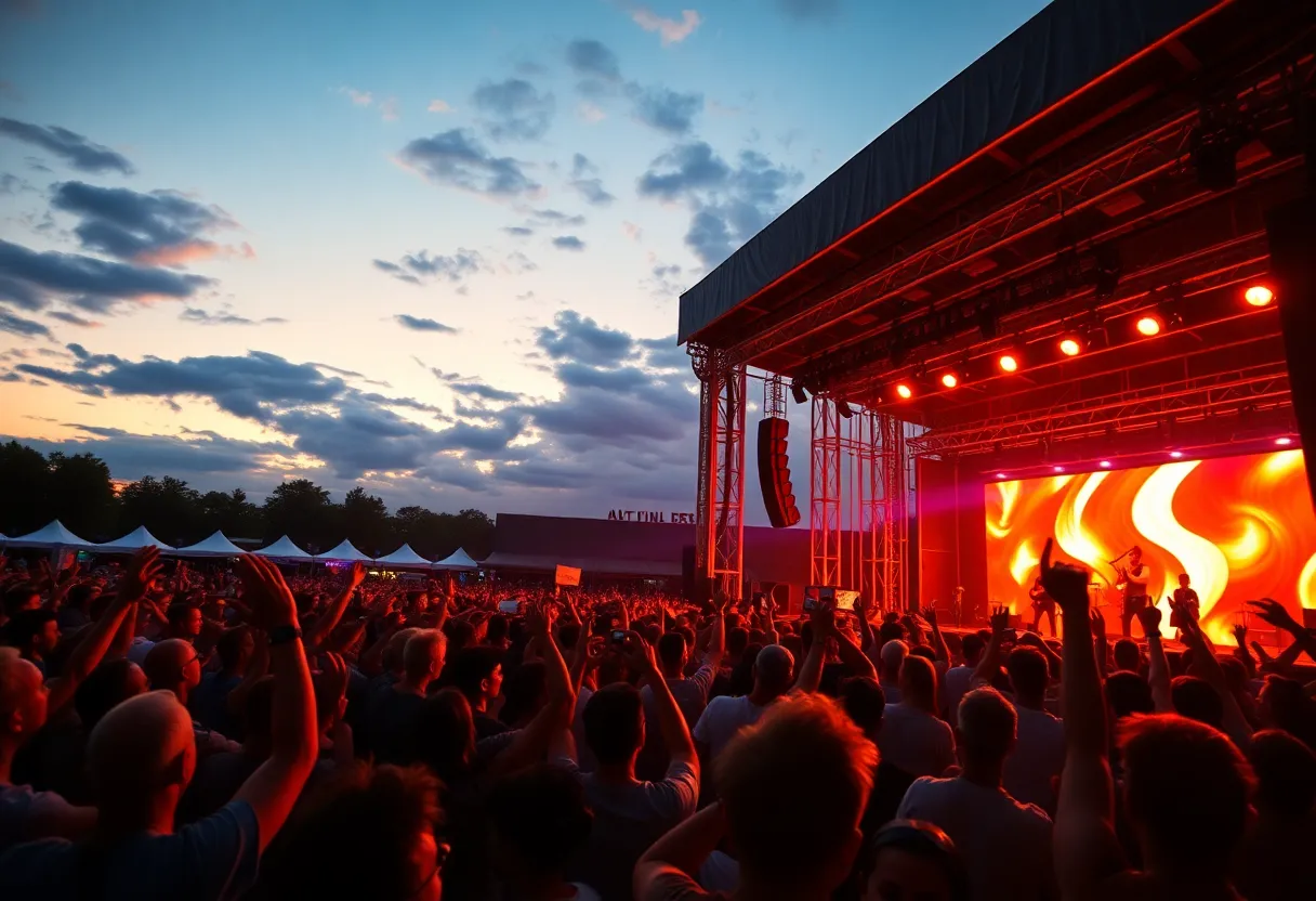 Concert crowd enjoying a performance at Billy Idol's tour