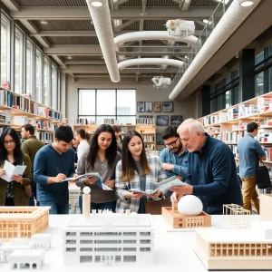 Students engaging in study activities at the newly renamed John S. Chase Architecture and Planning Library.