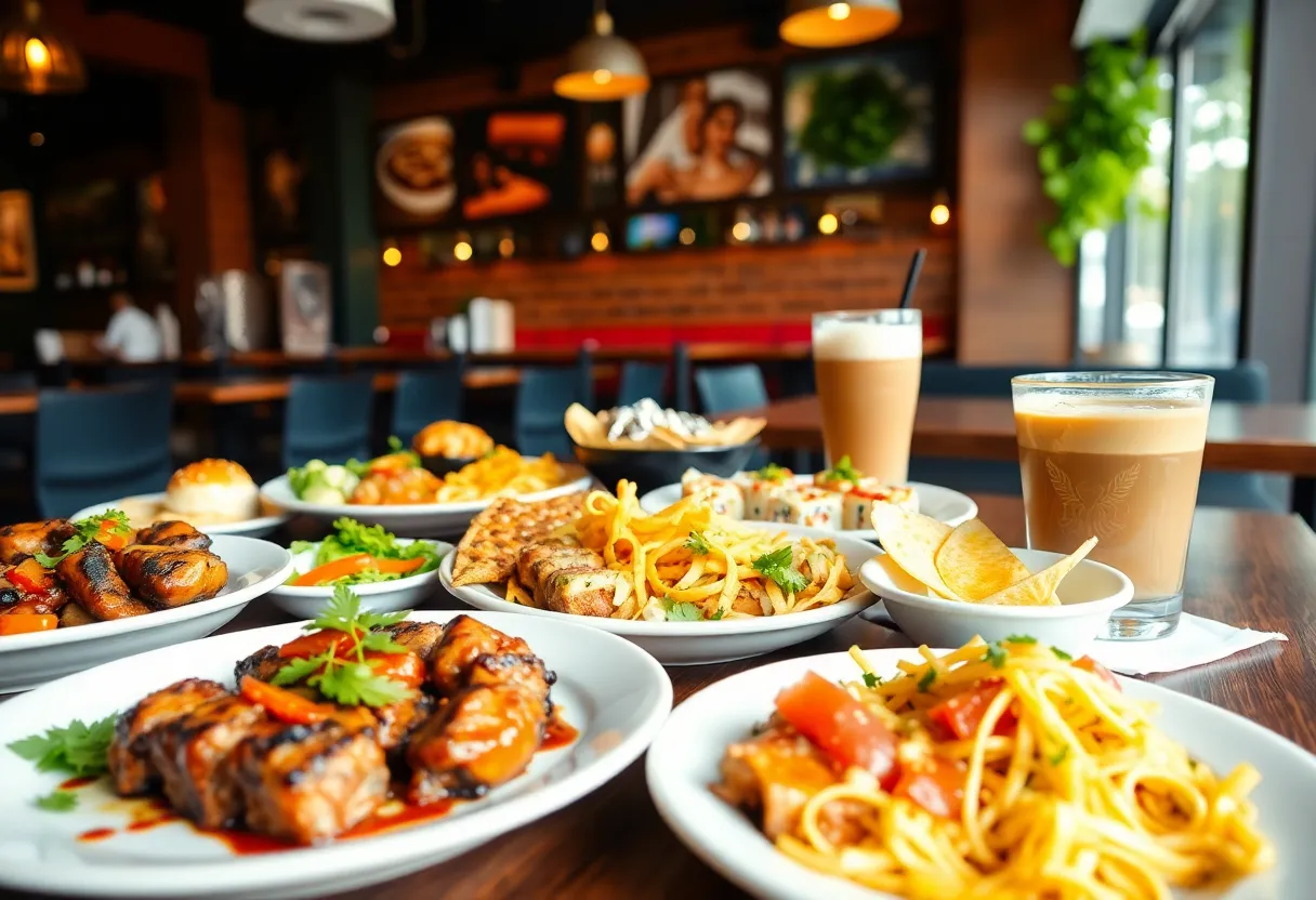 A collage of new dining experiences in Austin featuring various cuisines