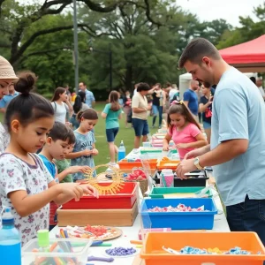 Families participating in community events in Austin