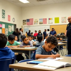 Students at an Austin school with police presence for safety.