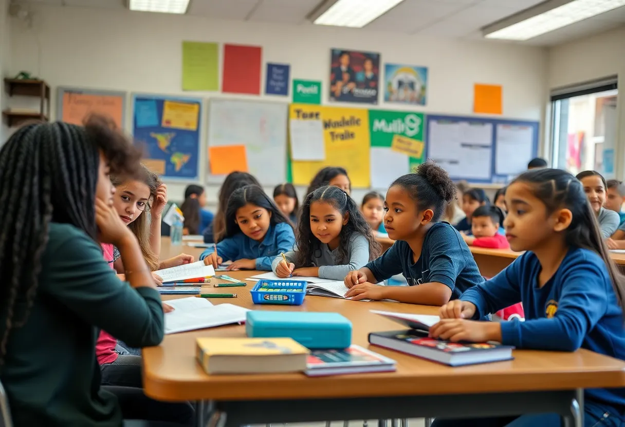 Diverse students in an Austin classroom engaging in educational activities