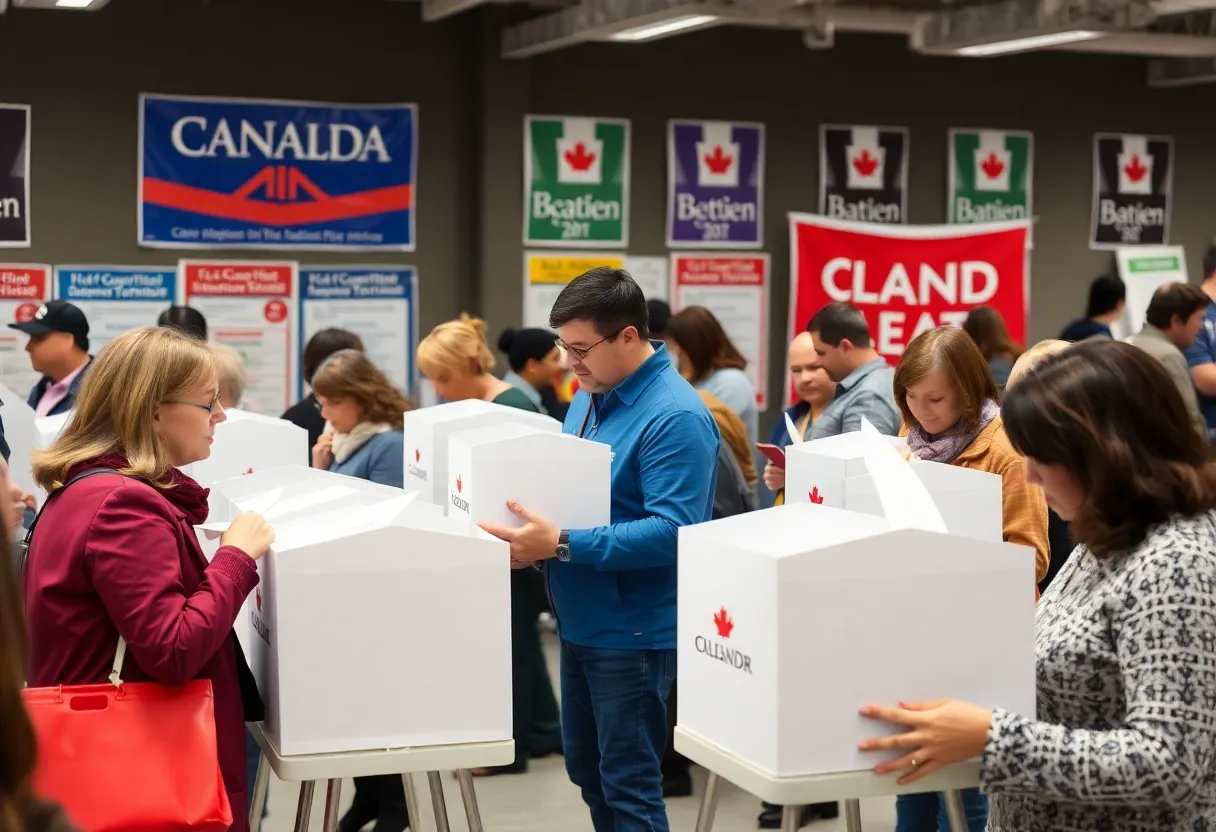 Voters participating in the Canadian Federal Election on April 28, 2025.