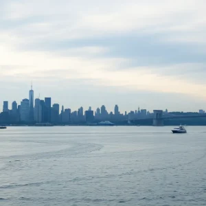 Emergency responders at the Hudson River following a helicopter crash