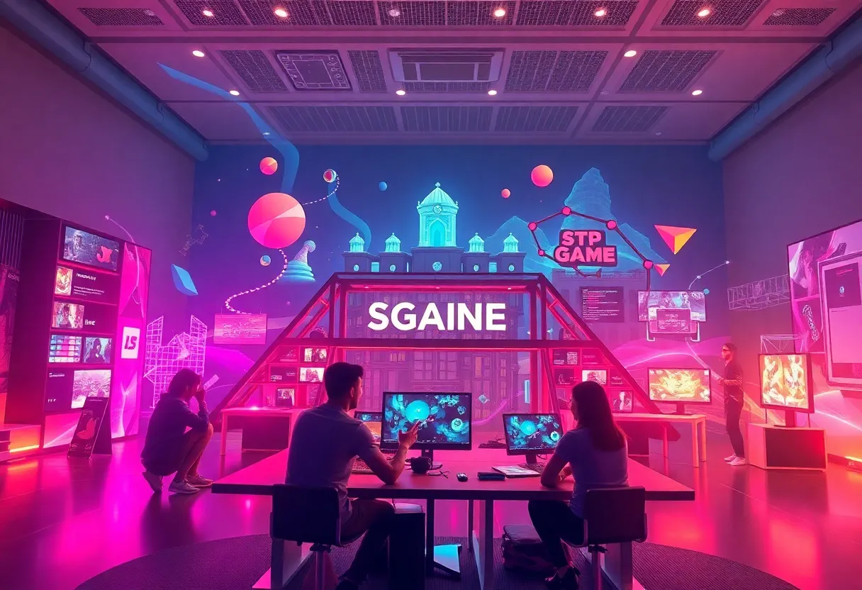 Digital representation of the Karch Gaming Institute logo with gaming-related graphics.