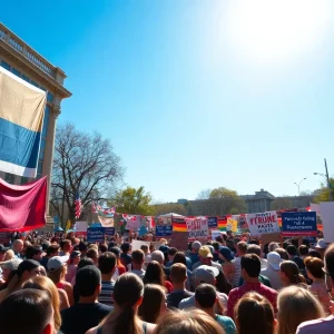 Massive crowd at a progressive rally in Los Angeles