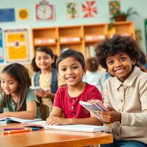 Diverse students participating in educational activities at a school