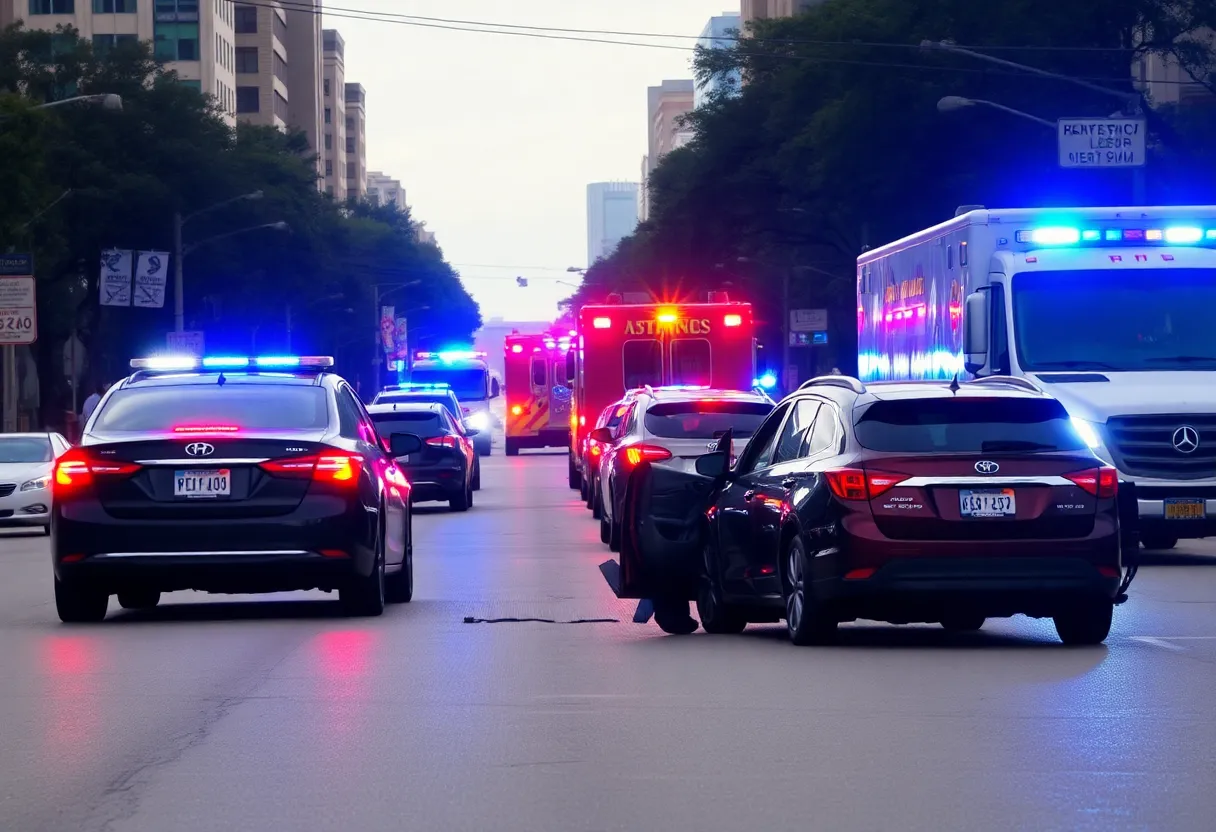 Emergency response team at the scene of a collision in Austin