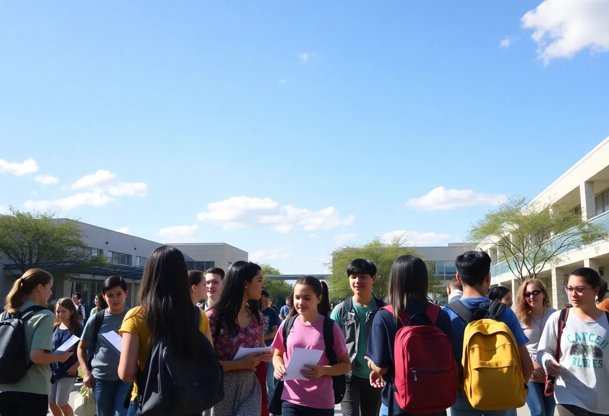 Students participating in various activities at a private high school in Austin