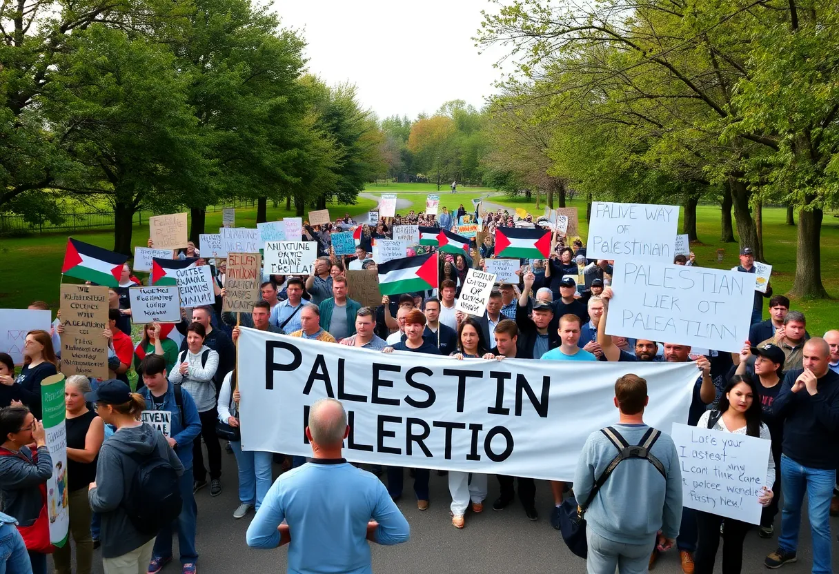 Group of protesters advocating for Palestinian liberation in Austin