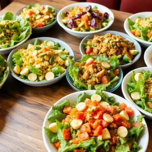 A variety of colorful salads from acclaimed restaurants in Austin, Texas.