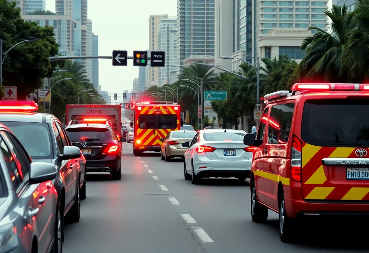 Emergency responders at a traffic accident scene in Austin