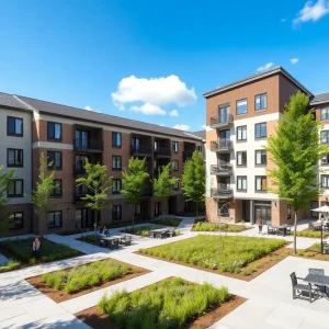 Exterior view of Cady Lofts, a supportive housing community in Austin.