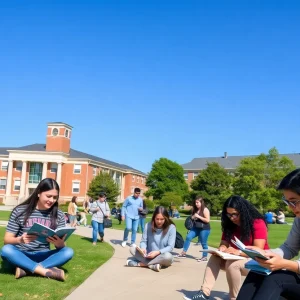 Students studying at the University of Texas campus