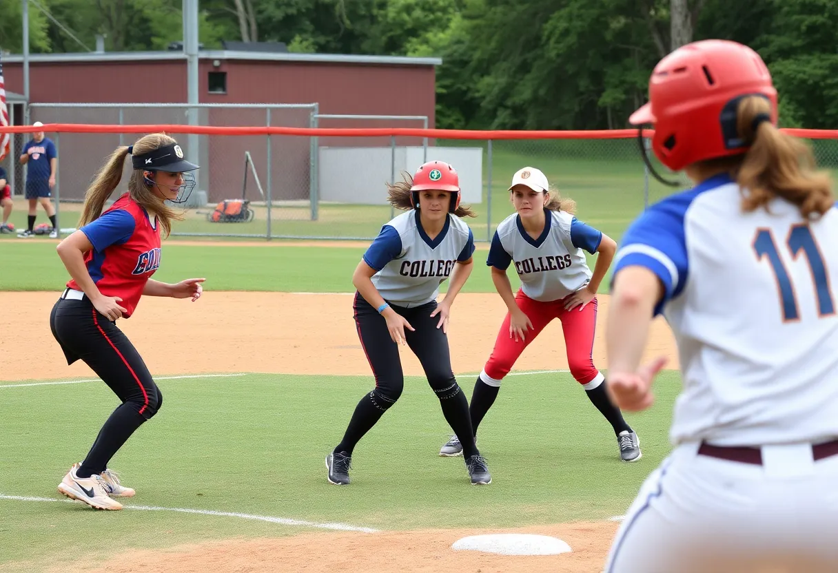 Clemson Tigers competing against Texas Longhorns in a softball game