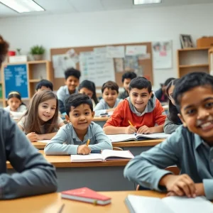 Classroom environment showcasing students in a private high school in Austin