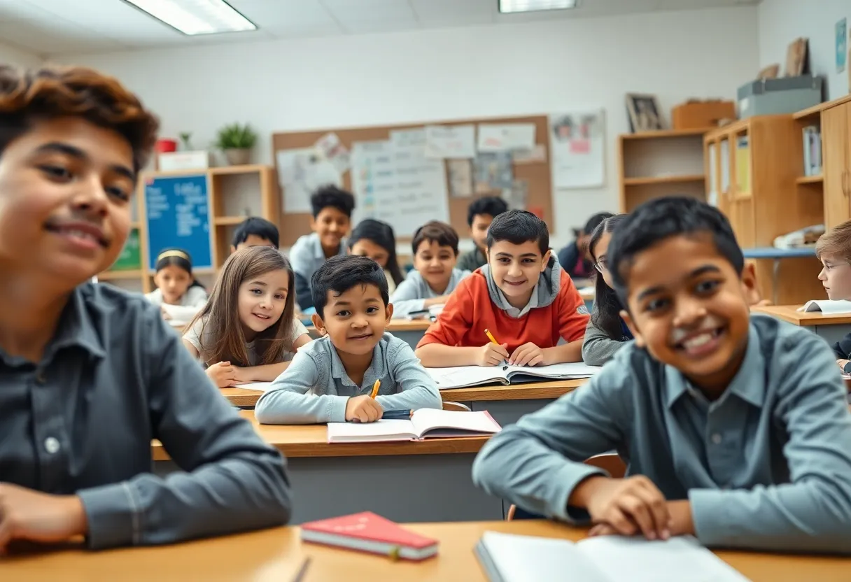 Classroom environment showcasing students in a private high school in Austin