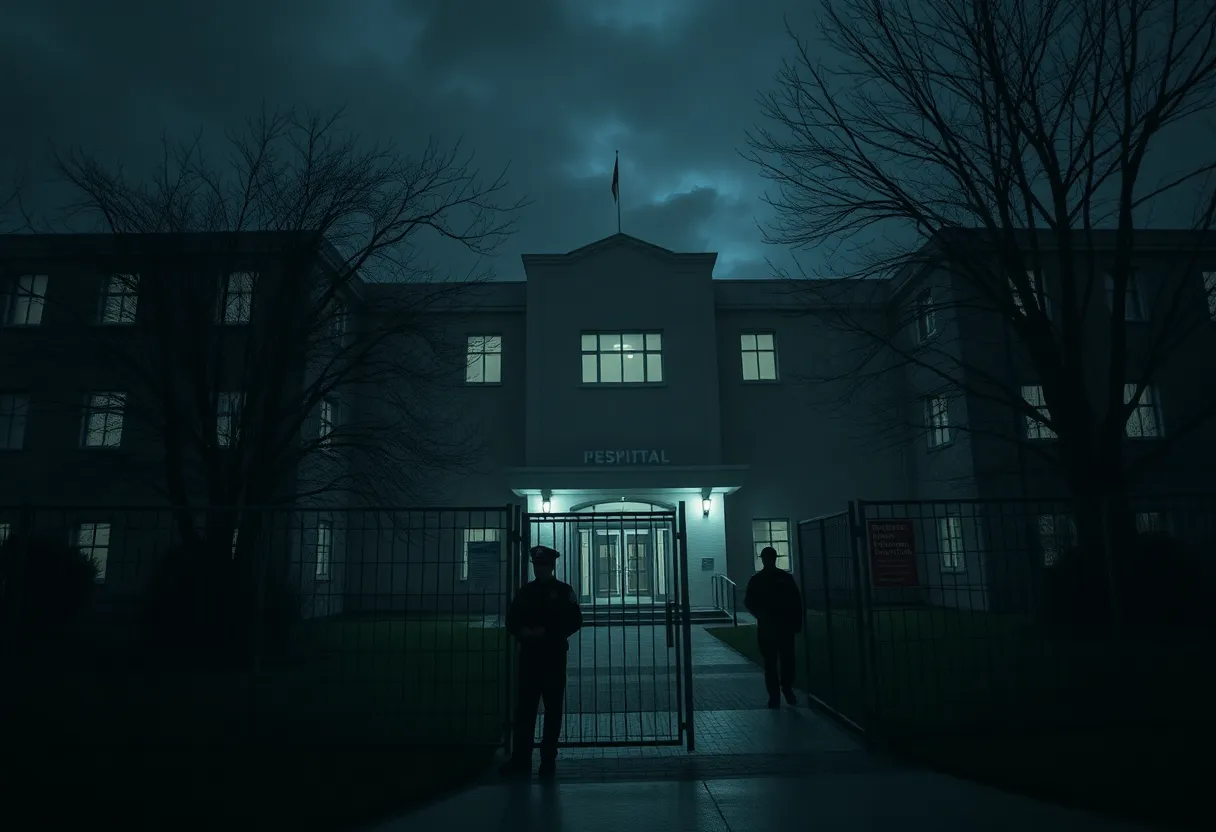 Police searching around a psychiatric hospital after an inmate escape