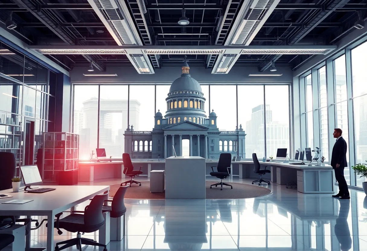 Illustration of modern government efficiency technology