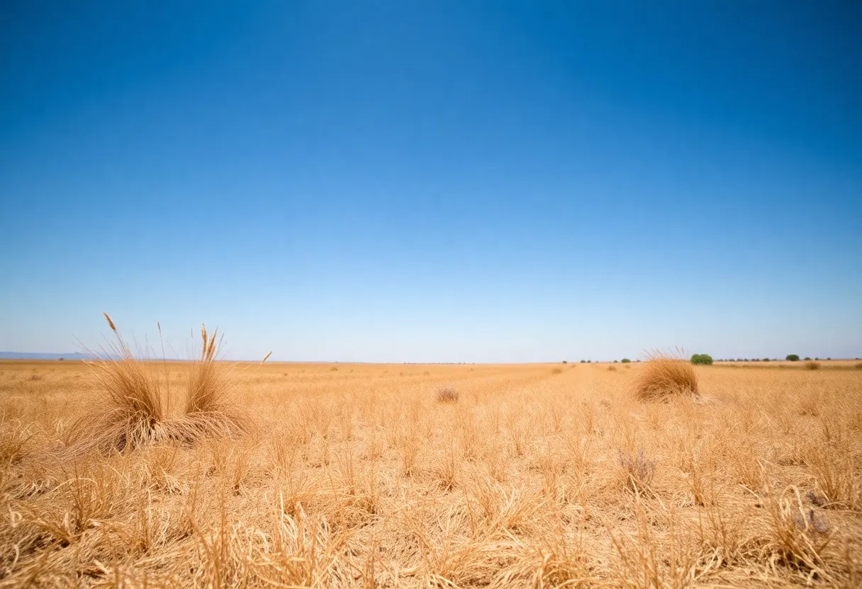 A dry Texas landscape under scorching heat