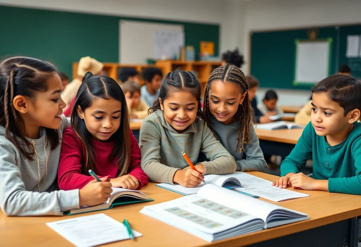 Diverse students engaging in personalized learning activities in an inclusive classroom.