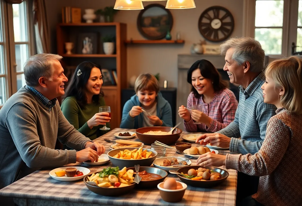 Family members enjoying a gathering in remembrance of Joyce Scogin