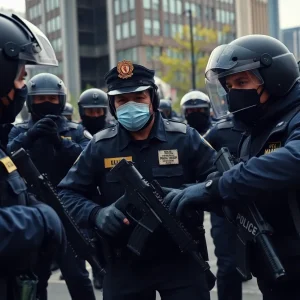 Police conducting a drug bust operation