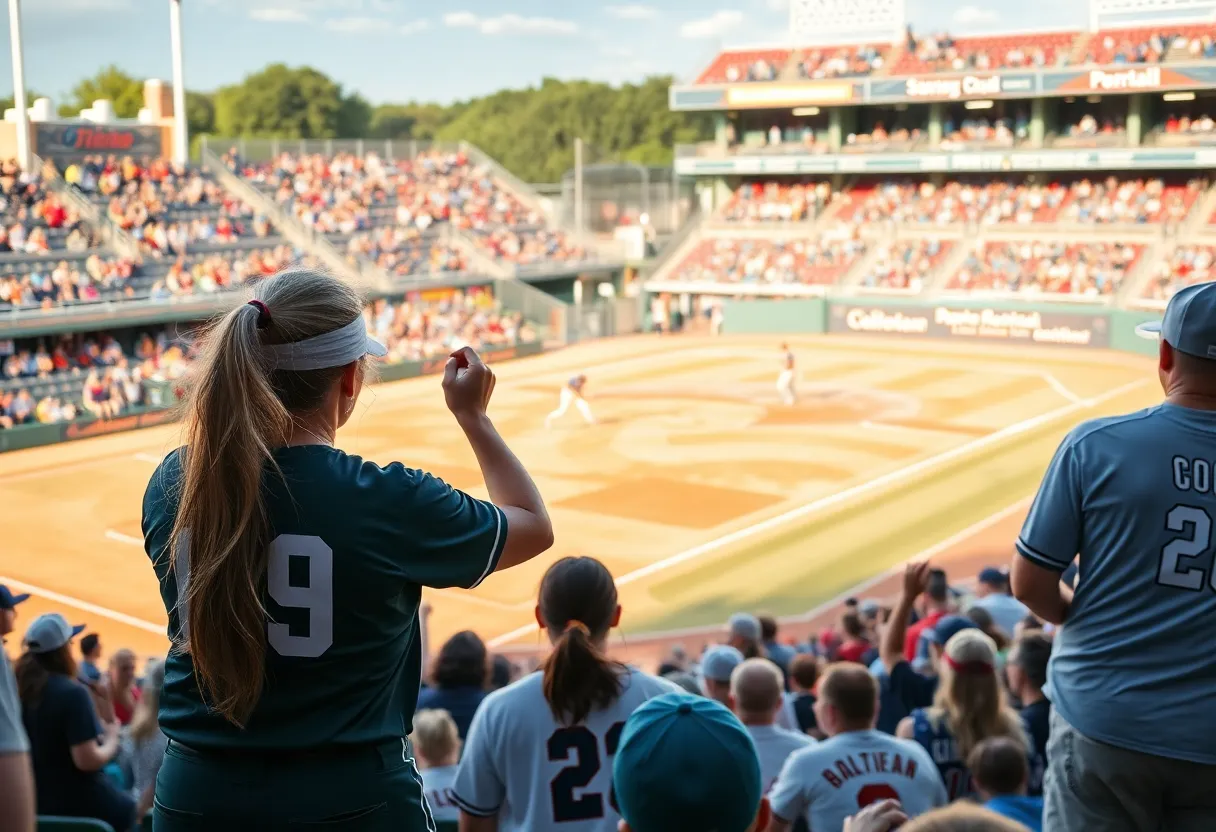 Texas Longhorns softball team in action during the Super Regional