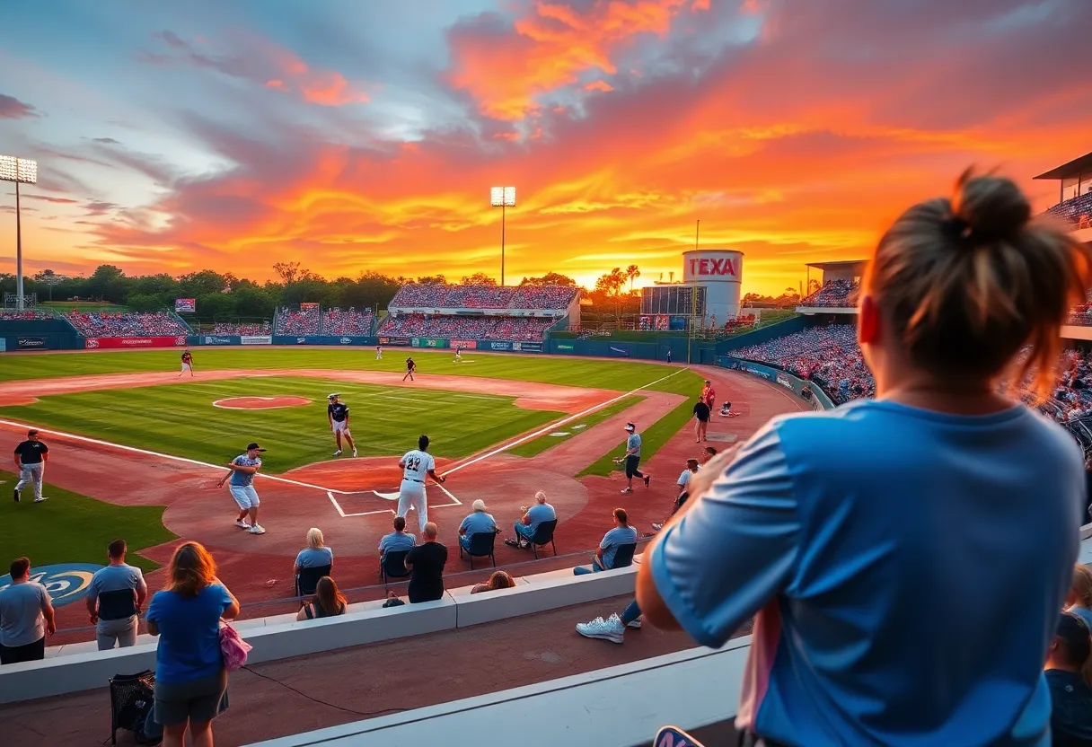 Texas Longhorns vs Clemson Tigers softball game in action