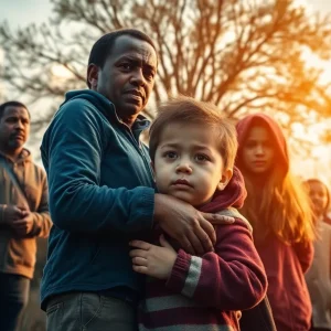 Community members coming together in search of a missing child