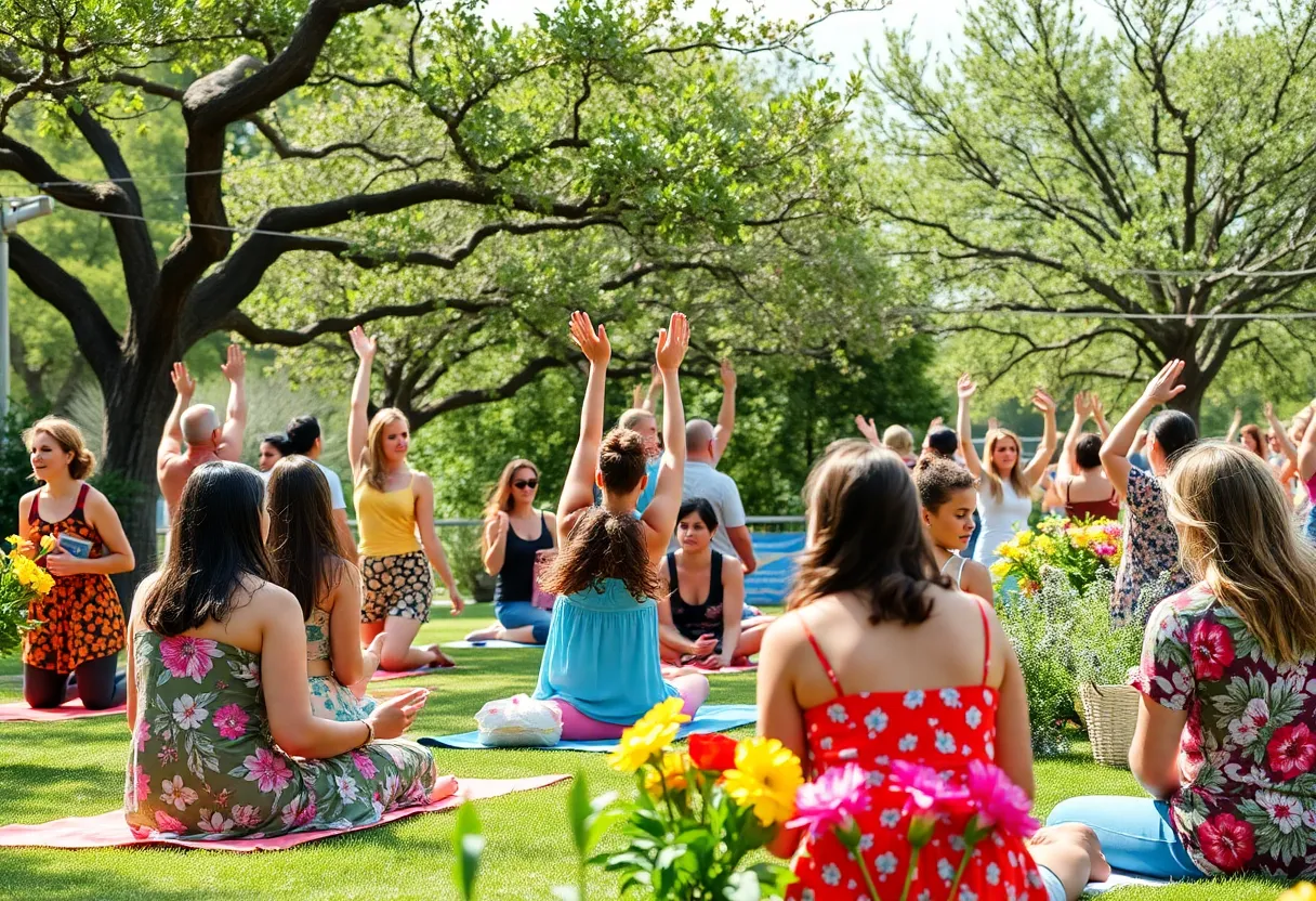 Families celebrating Mother's Day in Austin with yoga, brunch, and floral arrangements.