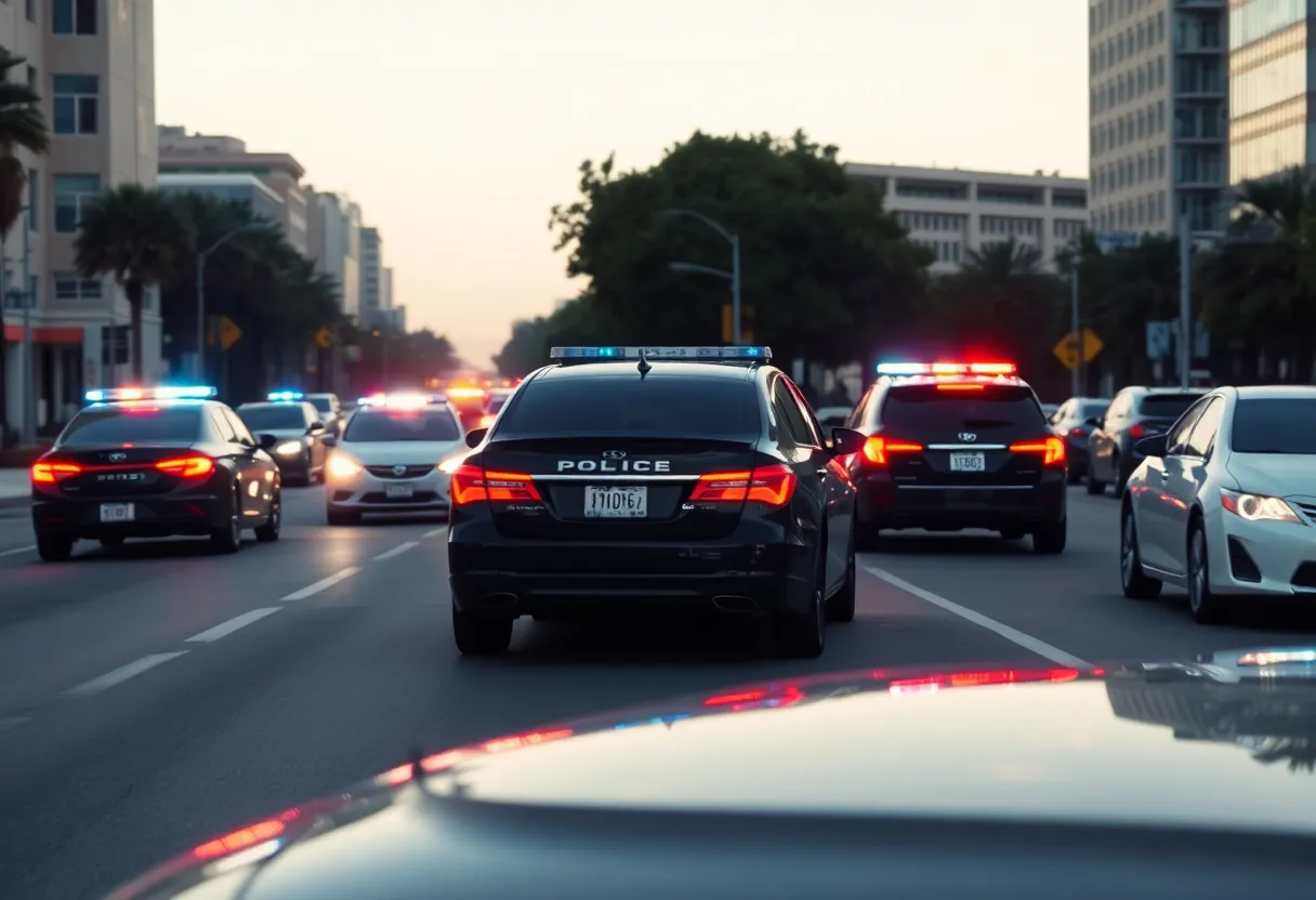 Police chase involving multiple vehicles in Austin