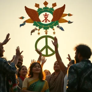 Gathering of diverse communities symbolizing unity and peace