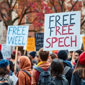 Students protesting for pro-Palestine rights at a university.