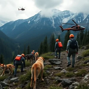 A multi-agency search operation in rugged mountains for an escaped prisoner.