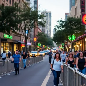 Enhanced safety barriers along Sixth Street in Austin