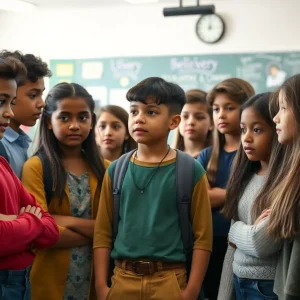 Students participating in a moment of reflection in a classroom