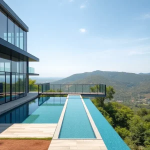 Aerial view of the Terrace Mountain Residence with stunning architecture