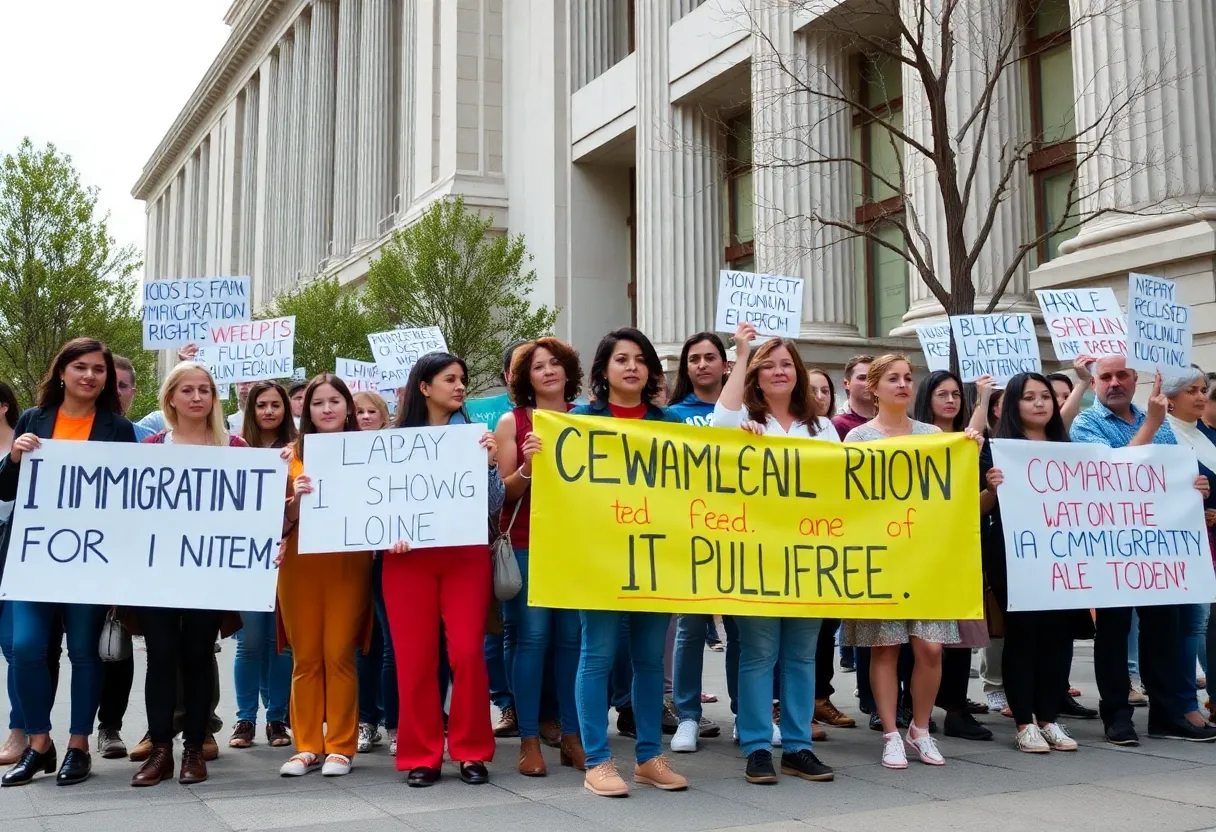People protesting against the Texas immigration bill Senate Bill 8