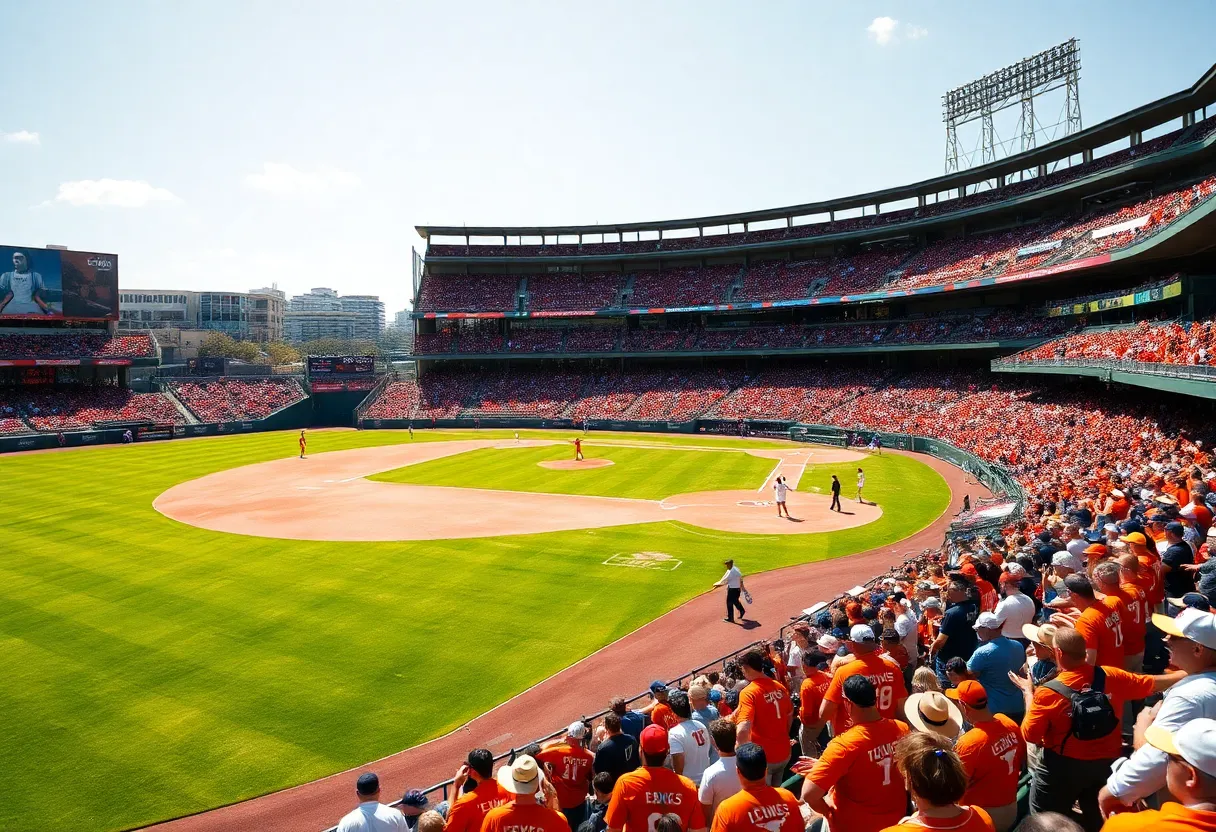 Texas Longhorns team playing in NCAA baseball regional at UFCU Disch-Falk Field.