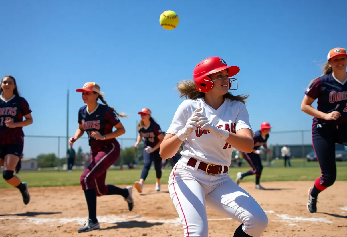 Texas Longhorns softball team playing against Eastern Illinois