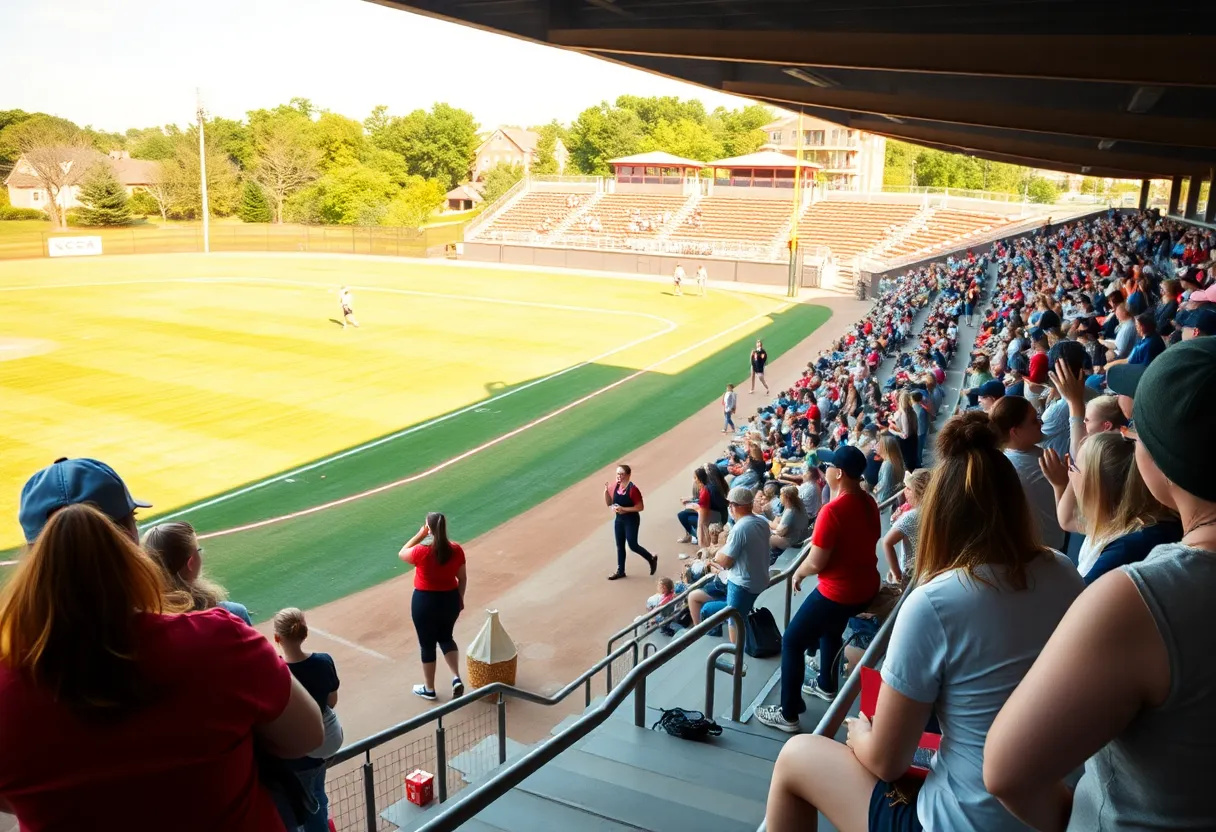Texas Longhorns celebrating their super regional win on the field