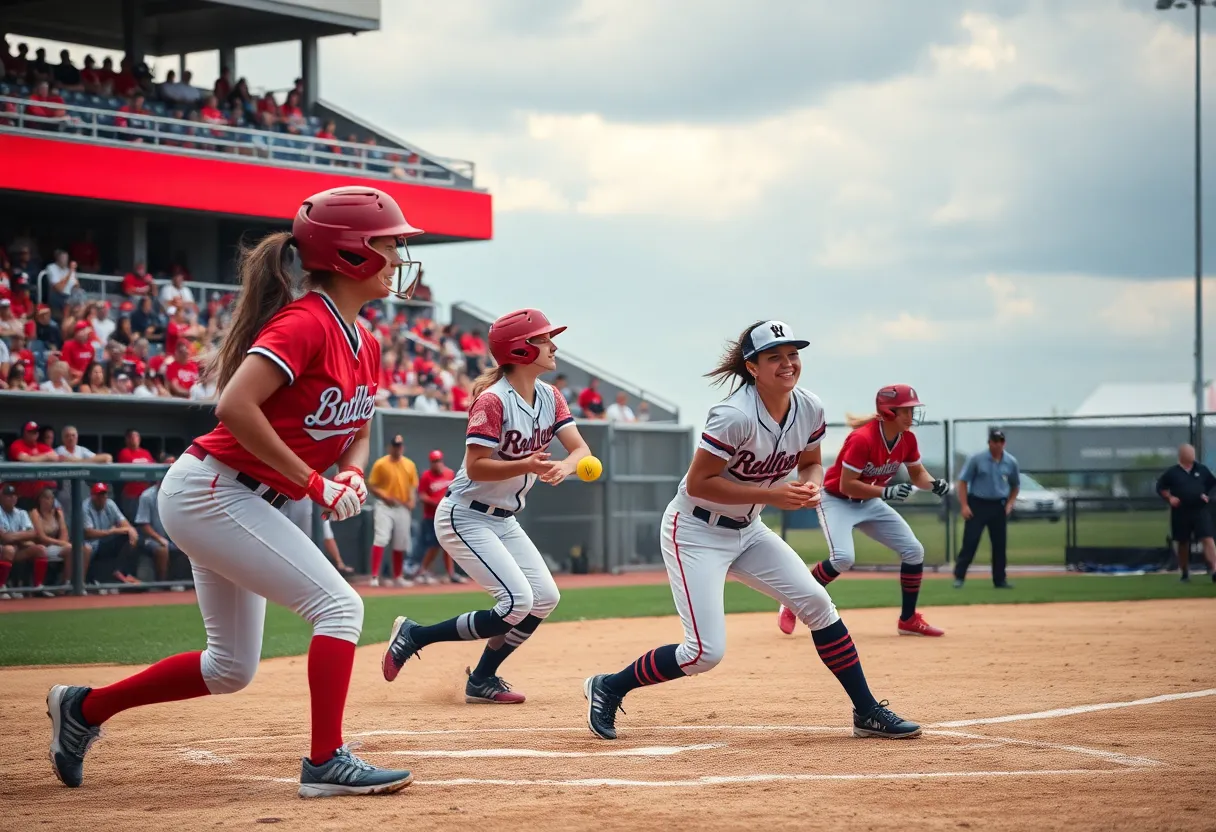 Softball game between Texas Longhorns and Clemson Tigers during Super Regional.