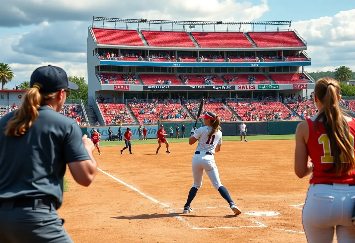 Texas Longhorns in action during the Women's College World Series qualifier