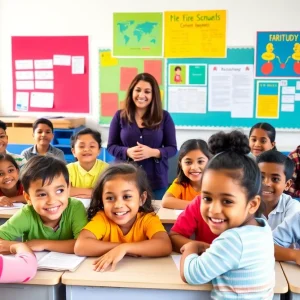 Engaged students in a classroom supported by increased funding