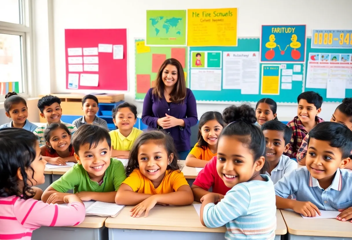 Engaged students in a classroom supported by increased funding
