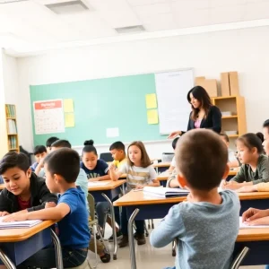 Classroom with students and teacher in Texas school